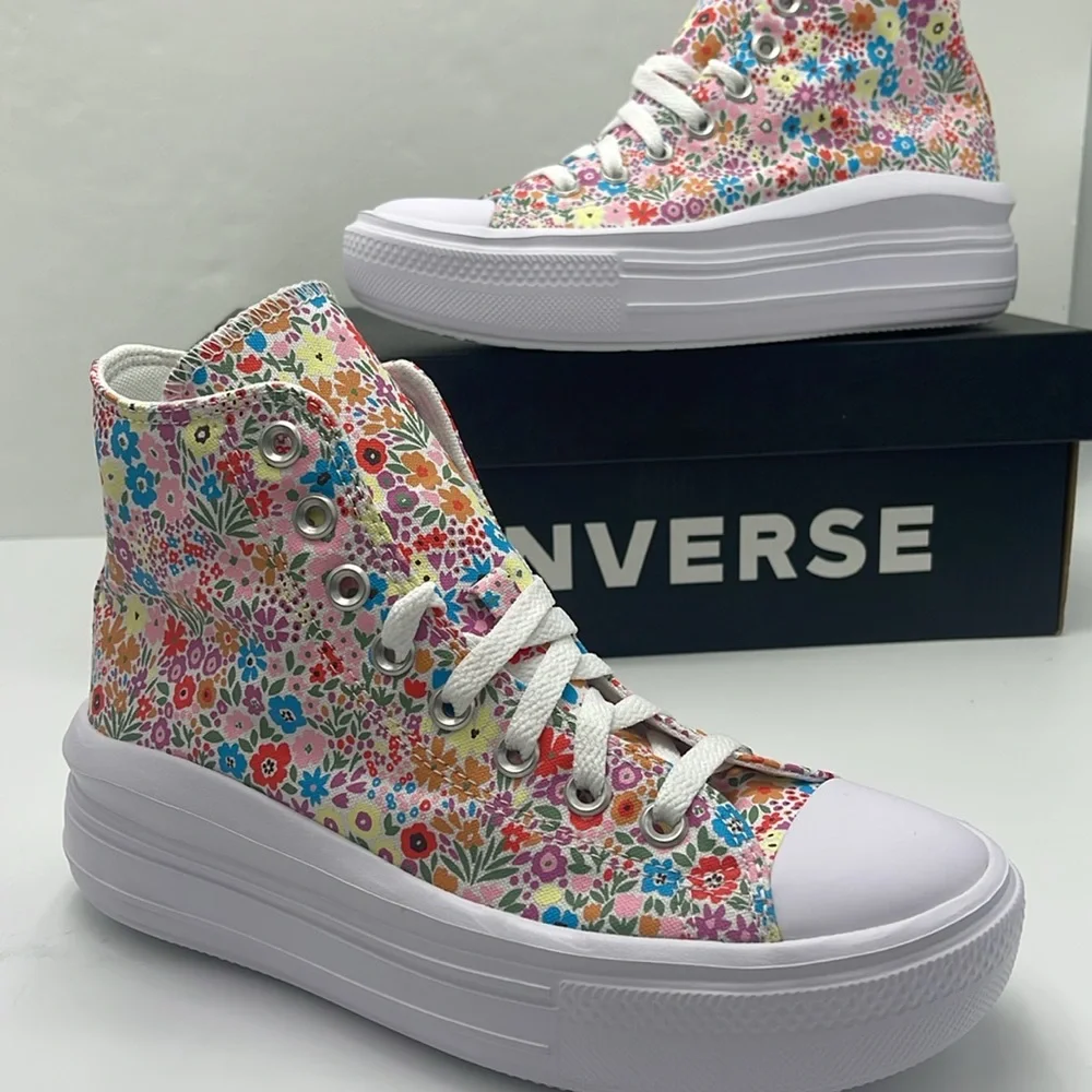 Converse WMNS Platform Sneakers A14968C CTAS MOVE HI WHITE/CACTUS BUD